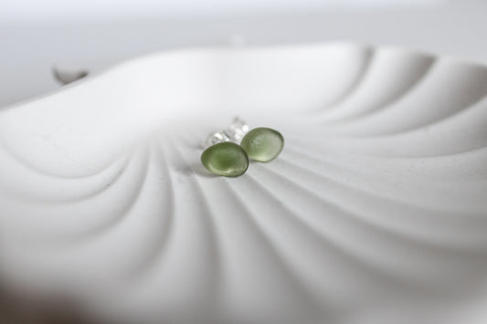 Sea Glass Studs - Dark Green