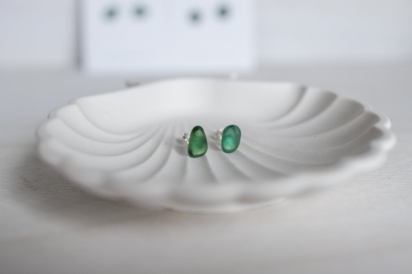 Sea Glass Studs - Dark Green Teal