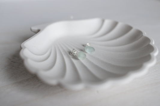 Sea Glass Studs - Light Seafoam
