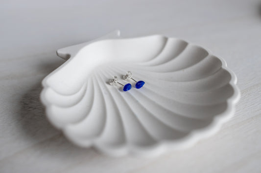 Sea Glass Studs - Dark Blue