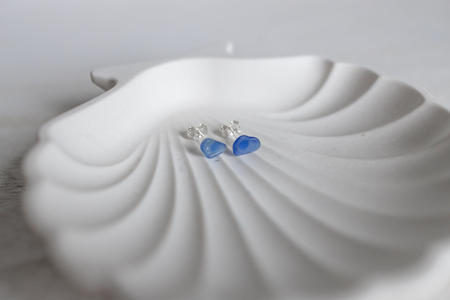 Sea Glass Studs - Cornflower Blue