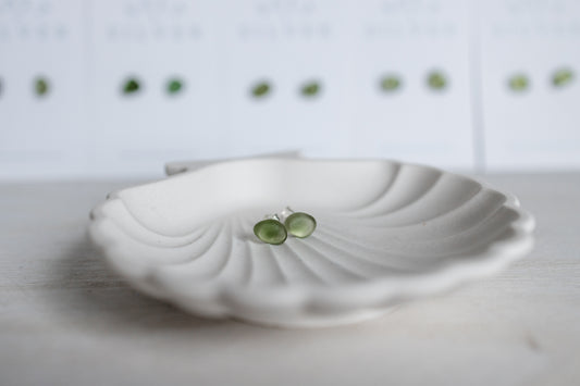 Sea Glass Studs - Dark Green