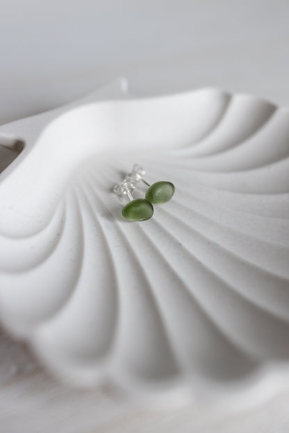 Sea Glass Studs - Dark Green