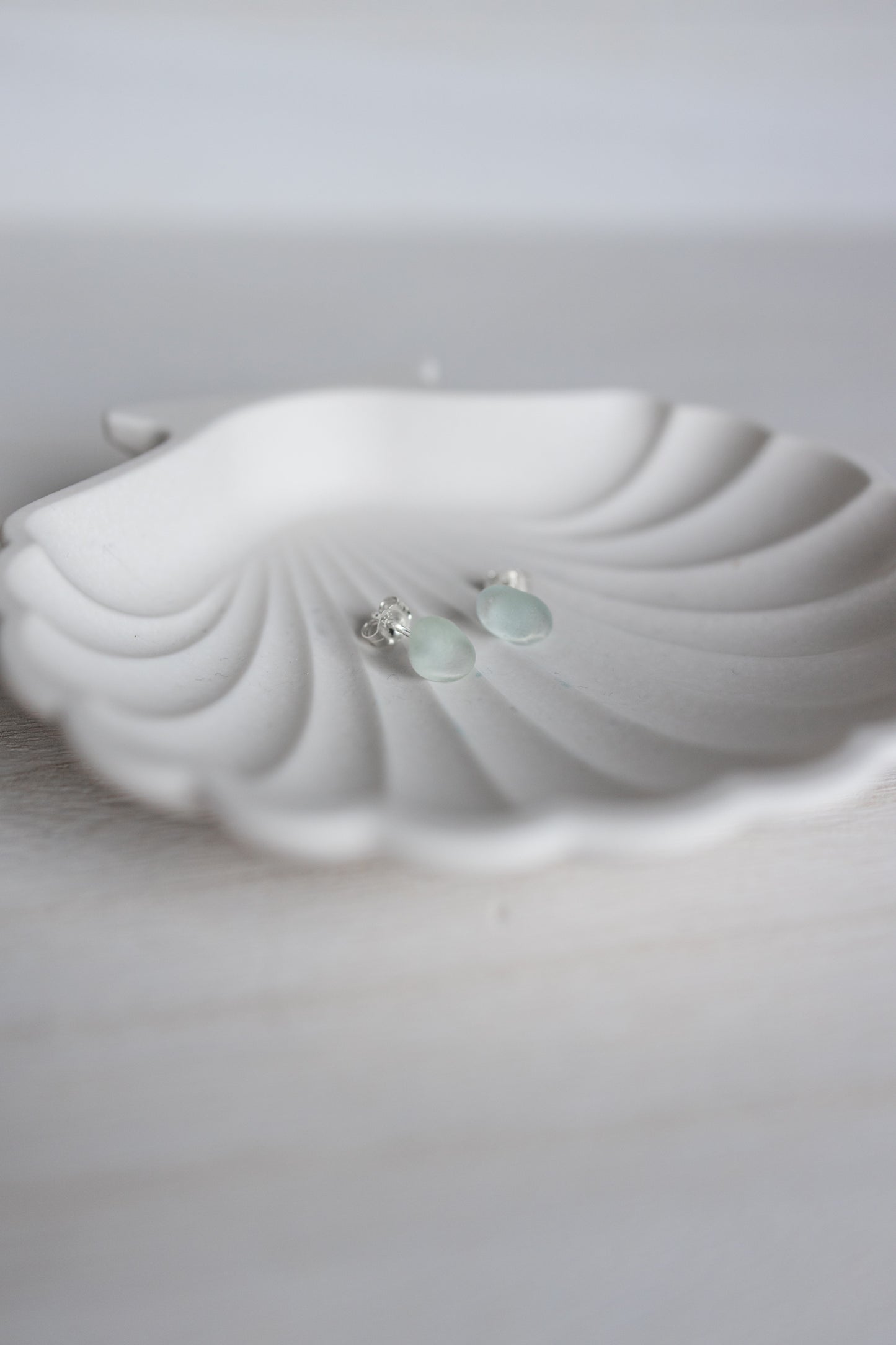 Sea Glass Studs - Light Seafoam