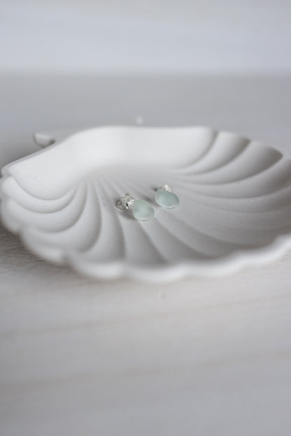 Sea Glass Studs - Light Seafoam