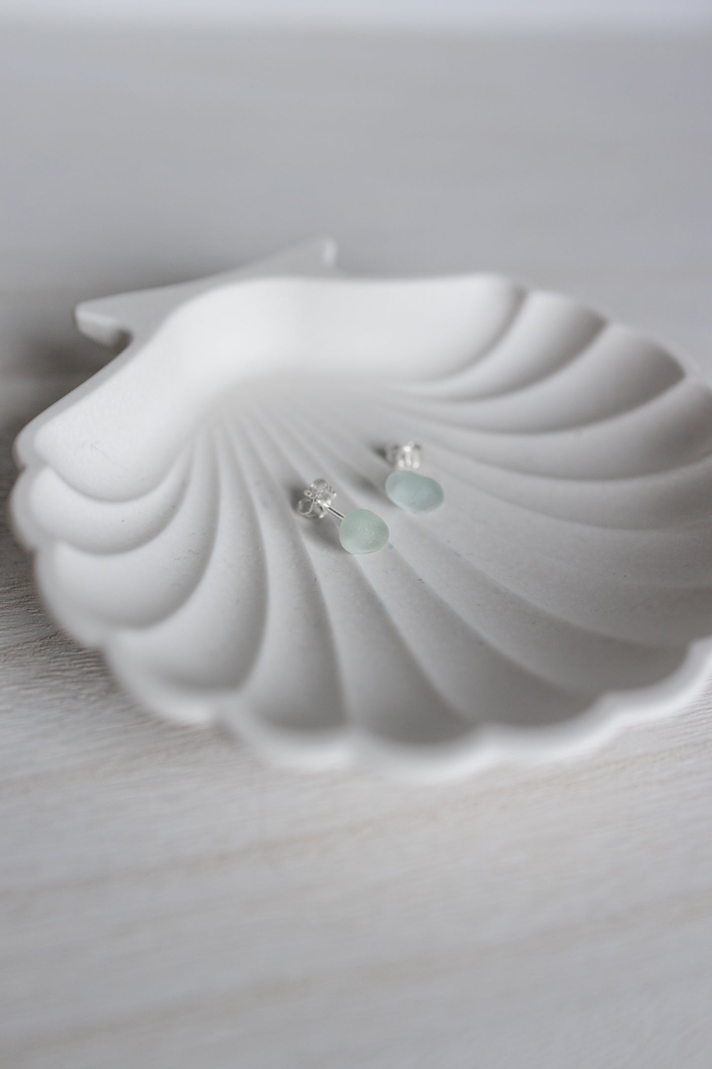 Sea Glass Studs - Light Seafoam