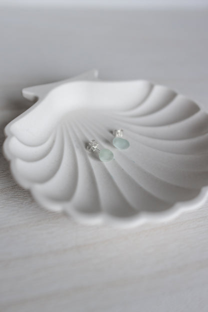 Sea Glass Studs - Light Seafoam