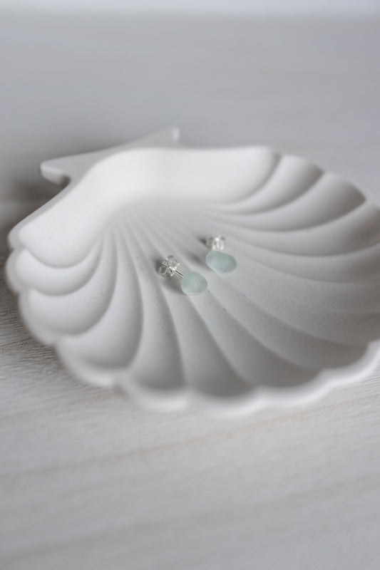 Sea Glass Studs - Light Seafoam