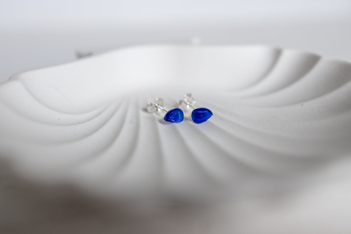 Sea Glass Studs - Dark Blue
