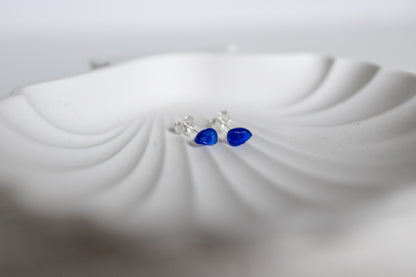 Sea Glass Studs - Dark Blue