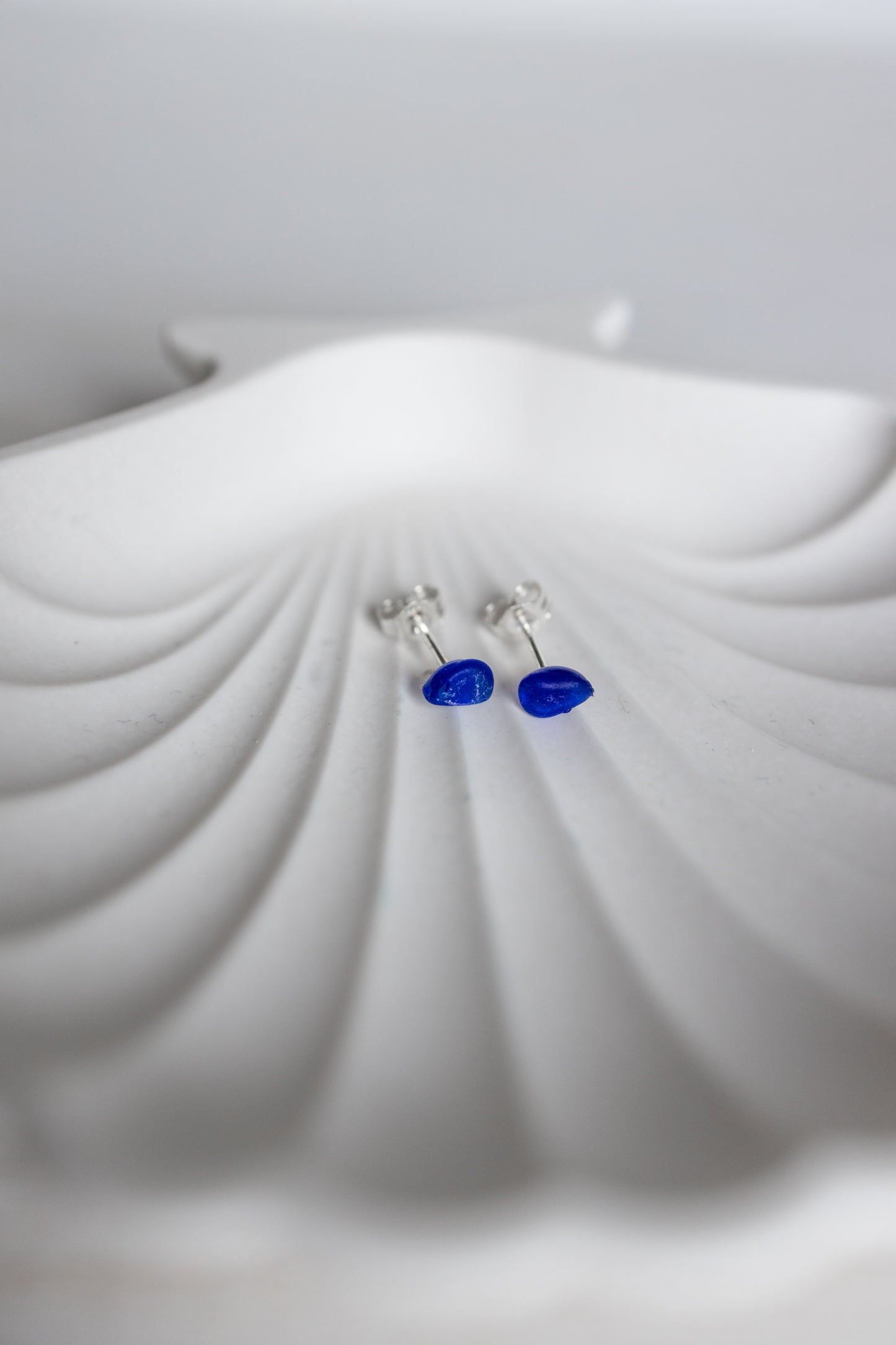 Sea Glass Studs - Dark Blue