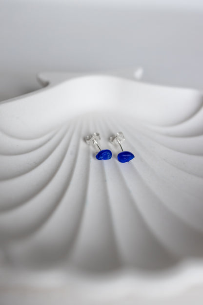 Sea Glass Studs - Dark Blue