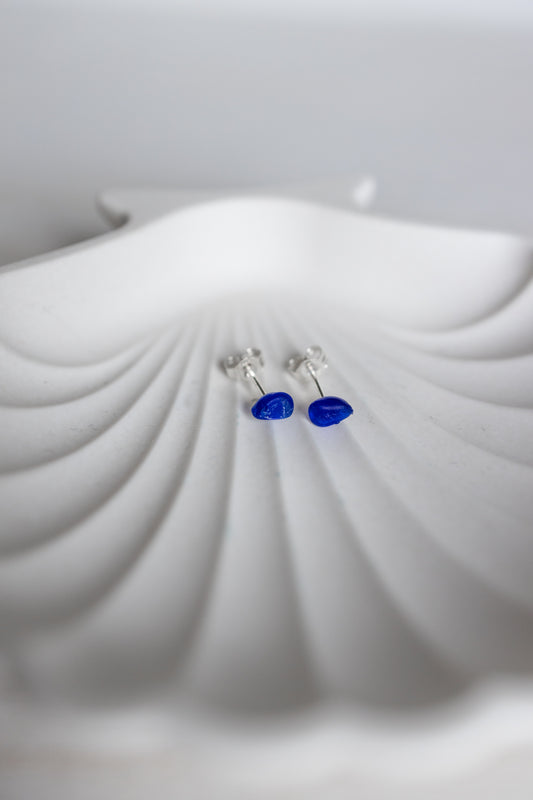 Sea Glass Studs - Dark Blue