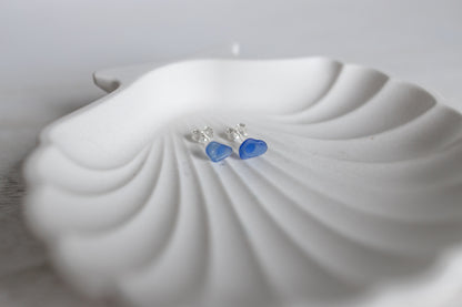 Sea Glass Studs - Cornflower Blue