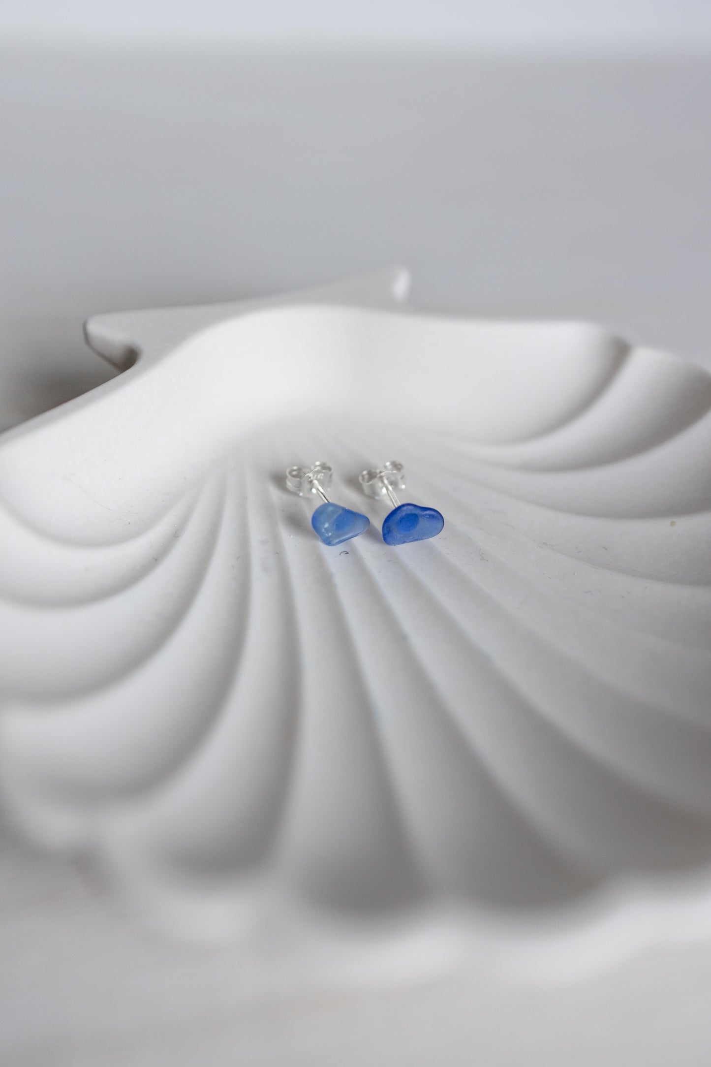Sea Glass Studs - Cornflower Blue